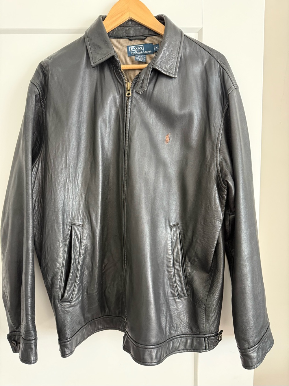 Vintage Y2K Polo by Ralph Lauren Black Leather Zip-Front Jacket
